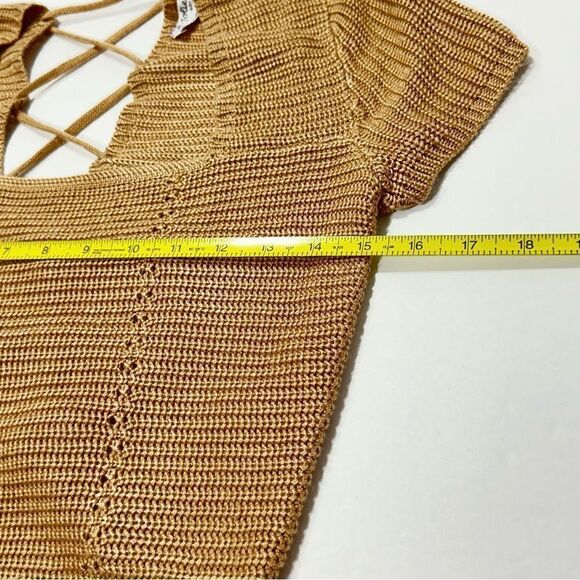 Jolie & Joy Knit Crochet Top Lace Up Back Crop Sweater L - Picture 11 of 13